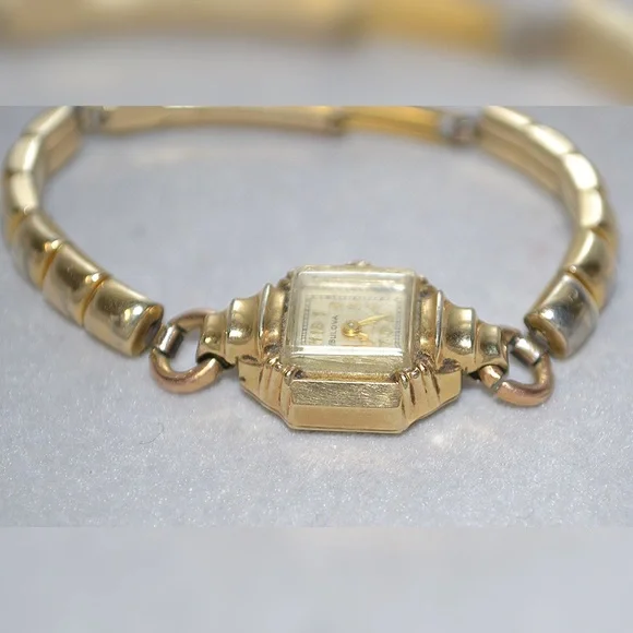 10k Gold Filled Bulova 21 Jewels Wind Up w/Adjustable Gold Filled Band Ladies - Picture 10 of 16